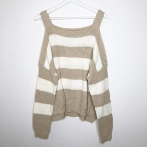 ROMEO + JULIET Stripe Cold Shoulder Sweater 